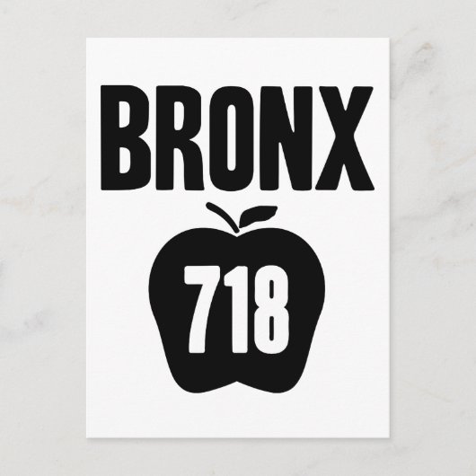 Bronx mit Big Apple & 718 Area Code Cutout Postkarte (Vorderseite)