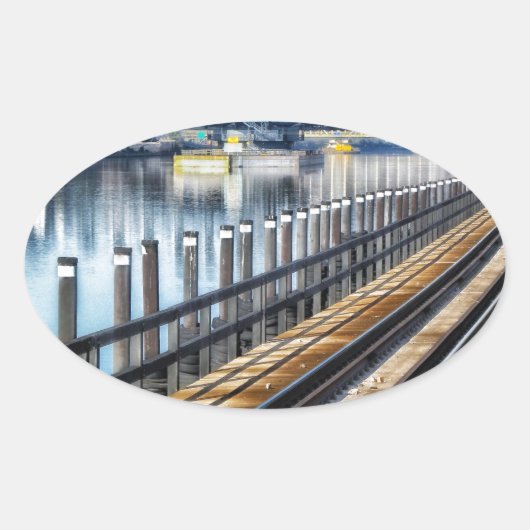 Bronx New York City Gebäude River Ovaler Aufkleber (Vorderseite)