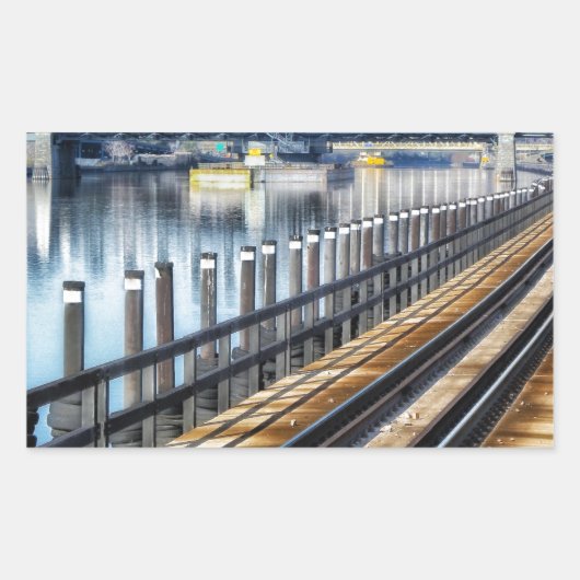 Bronx New York City Gebäude River Rechteckiger Aufkleber (Vorderseite)