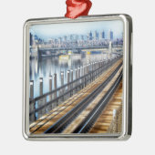 Bronx New York City Gebäude River Silbernes Ornament (Links)