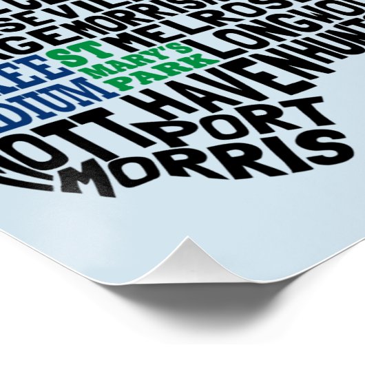 Bronx New York City Typografy Map Poster (Ecke)