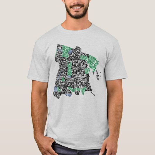 Bronx New York City Typografy Map T-Shirt (Vorderseite)