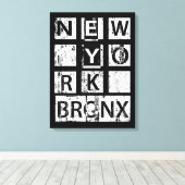 Bronx New York | Grunge Typografie Leinwanddruck (Insitu (Holzboden))