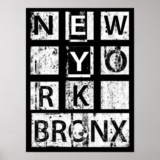 Bronx New York | Grunge Typografie Poster (Vorne)