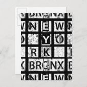Bronx New York | Grunge Typografie Postkarte (Vorne/Hinten)