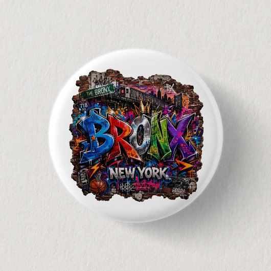 Bronx New York urbane Graffiti-Straßenkunst Button (Vorderseite)
