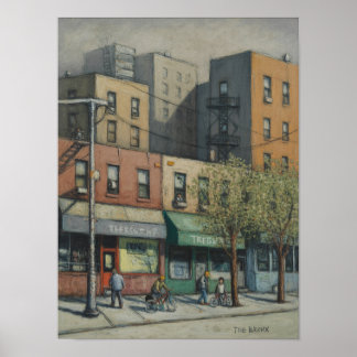 Bronx Storefronts Straßenszene Malerei Poster