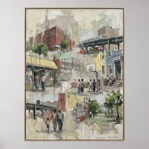Bronx Street Life Impasto-Malerei Poster