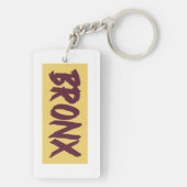 Bronx Text Base Design auf gelbem Hintergrund Schlüsselanhänger (Rückseite)