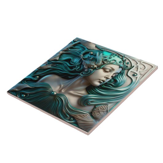 Bronze 3D-Effekt Mermaid Keramik Tile Fliese (Seite)