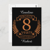 Bronze 8. Hochzeitstag 8 Jahre Postkarte (Vorne/Hinten)