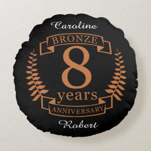 Bronze 8. Hochzeitstag 8 Jahre Rundes Kissen