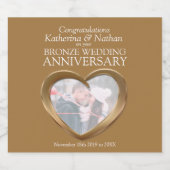 Bronze 8. Hochzeitstag Brauch Schaumweinetikett (Einzelnes Label)