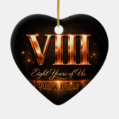 Bronze 8th Anniversary Heart-Shape Custom Ornament (Hinten)