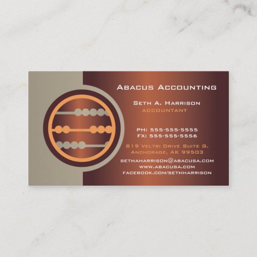 Bronze Abacus Accounting Business Cards Visitenkarte (Vorderseite)
