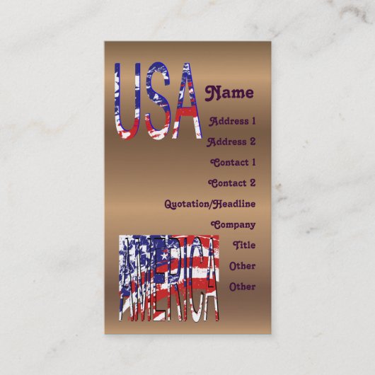 Bronze American USA Create Your Own Visitenkarte (Vorderseite)