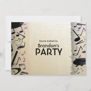 Bronze and Black Music Notes Einladung