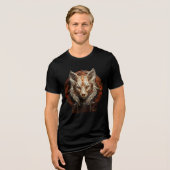 Bronze and Ivory Steampunk Wolf Art Tri-Blend Shirt (Vorderseite voll)