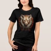 Bronze and Ivory Steampunk Wolf Art Tri-Blend Shirt (Vorderseite)