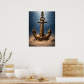 Bronze-Anker unter Wasser Ozean Poster (Küche)