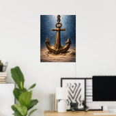 Bronze-Anker unter Wasser Ozean Poster (Heimbüro)