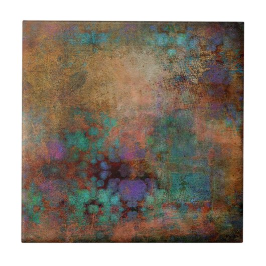 Bronze, Aquamarin, Lila Abstrakt Fliese (Vorderseite)