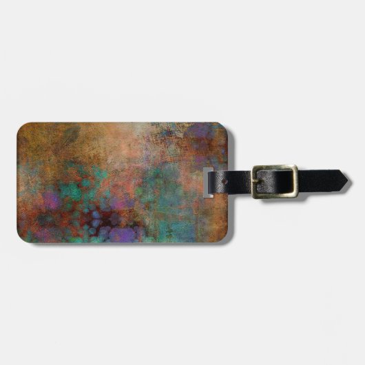 Bronze, Aquamarin, Lila Abstrakt Gepäckanhänger (Vorderseite horizontal)
