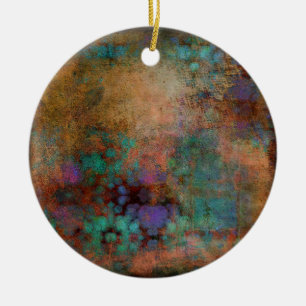 Bronze, Aquamarin, Lila Abstrakt Keramikornament