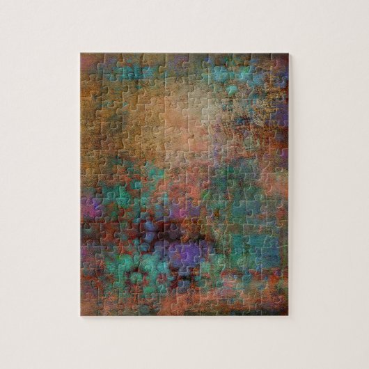 Bronze, Aquamarin, Lila Abstrakt Puzzle (Vertikal)