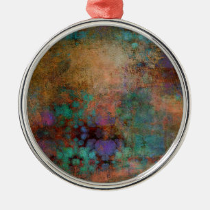 Bronze, Aquamarin, Lila Abstrakt Silbernes Ornament