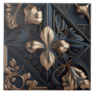 Bronze Art Deco Blumendiamantmotiv Fliese