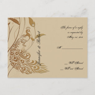 Bronze Art Deco Peacock Floral UAWG Postcard v2 Einladungspostkarte