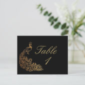 Bronze Art Deco Pfau und Tischnummer Blumen (Stehend Vorderseite)