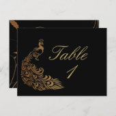 Bronze Art Deco Pfau und Tischnummer Blumen (Vorne/Hinten)