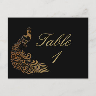 Bronze Art Deco Pfau und Tischnummer Blumen