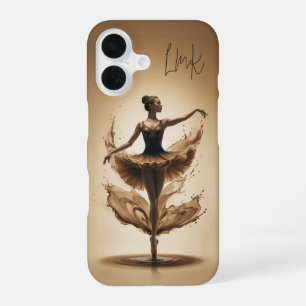 Bronze-Ballerina-Splash mit individuellen Initiale iPhone 16 Hülle