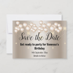 Bronze Balloon Sparkle Save the Date Card Ankündig RSVP Karte