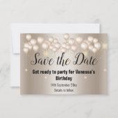 Bronze Balloon Sparkle Save the Date Card Ankündig RSVP Karte (Vorderseite)