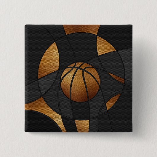 Bronze Basketball Abstrakte Kunst Button (Vorderseite)