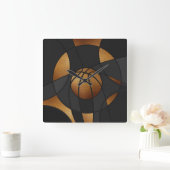 Bronze Basketball Abstrakte Kunst Quadratische Wanduhr (Zuhause)