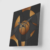 Bronze Basketball Abstrakte Kunst Quadratische Wanduhr (Winkel)