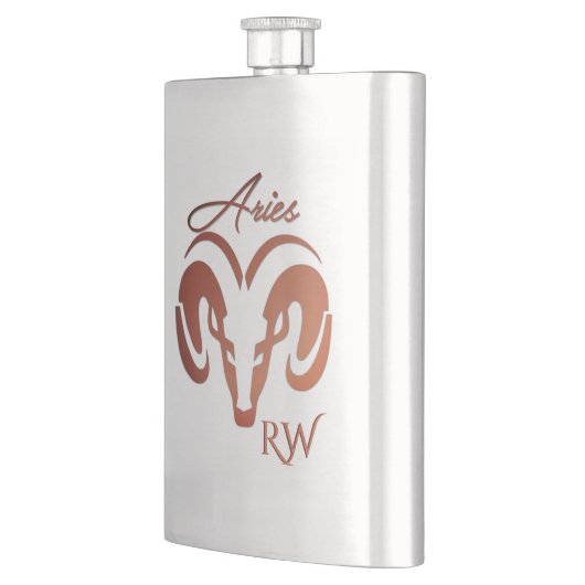 Bronze befruchtet das Ram Zodiac Monogramm Flachmann (Links)