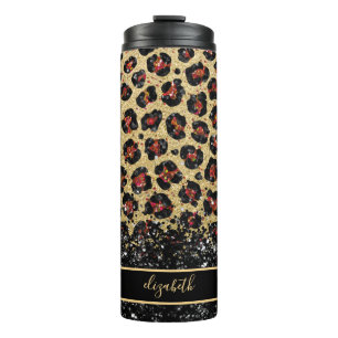 Bronze Black and Gold Leopard Thermal Tumbler Thermosbecher
