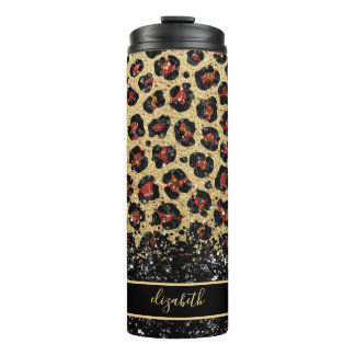 Bronze Black and Gold Leopard Thermal Tumbler Thermosbecher