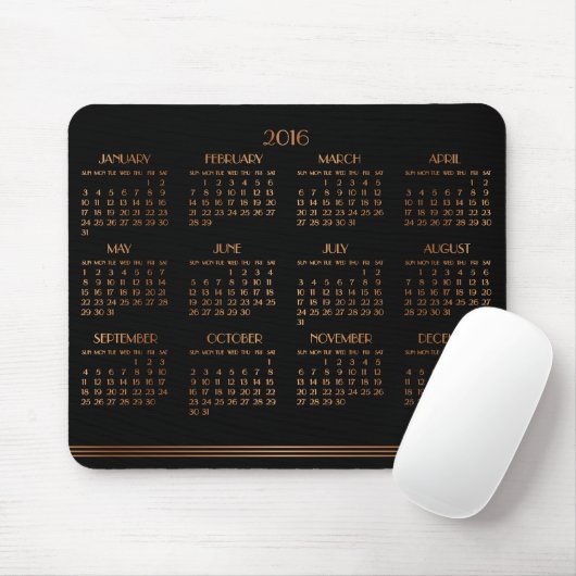 Bronze Black Art Deco Kalender 2016 Mouse Pad Mousepad (Mit Mouse)