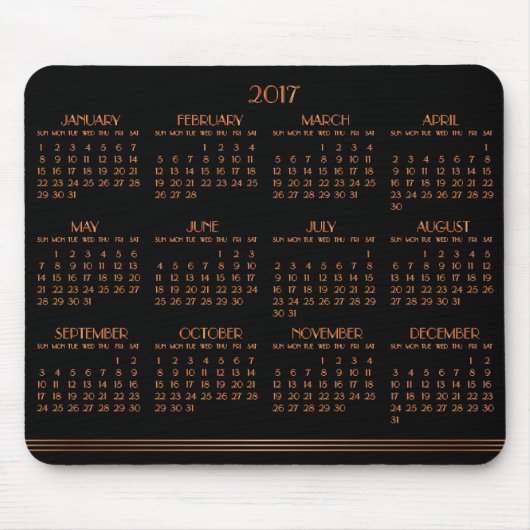 Bronze Black Art Deco Kalender 2017 Mouse Pad Mousepad (Vorne)