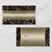 Bronze Black Brown Floral Elegante Business Card Visitenkarte (Vorne/Hinten)