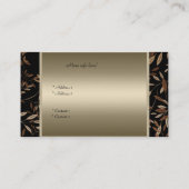 Bronze Black Brown Floral Elegante Business Card Visitenkarte (Rückseite)