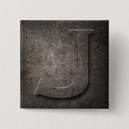 Bronze Black Metal J Monogram Square Button (Vorderseite)