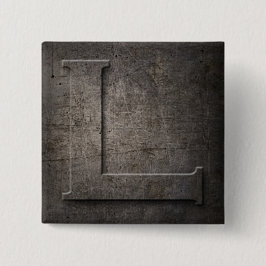 Bronze Black Metal L Monogram Square Button (Vorderseite)